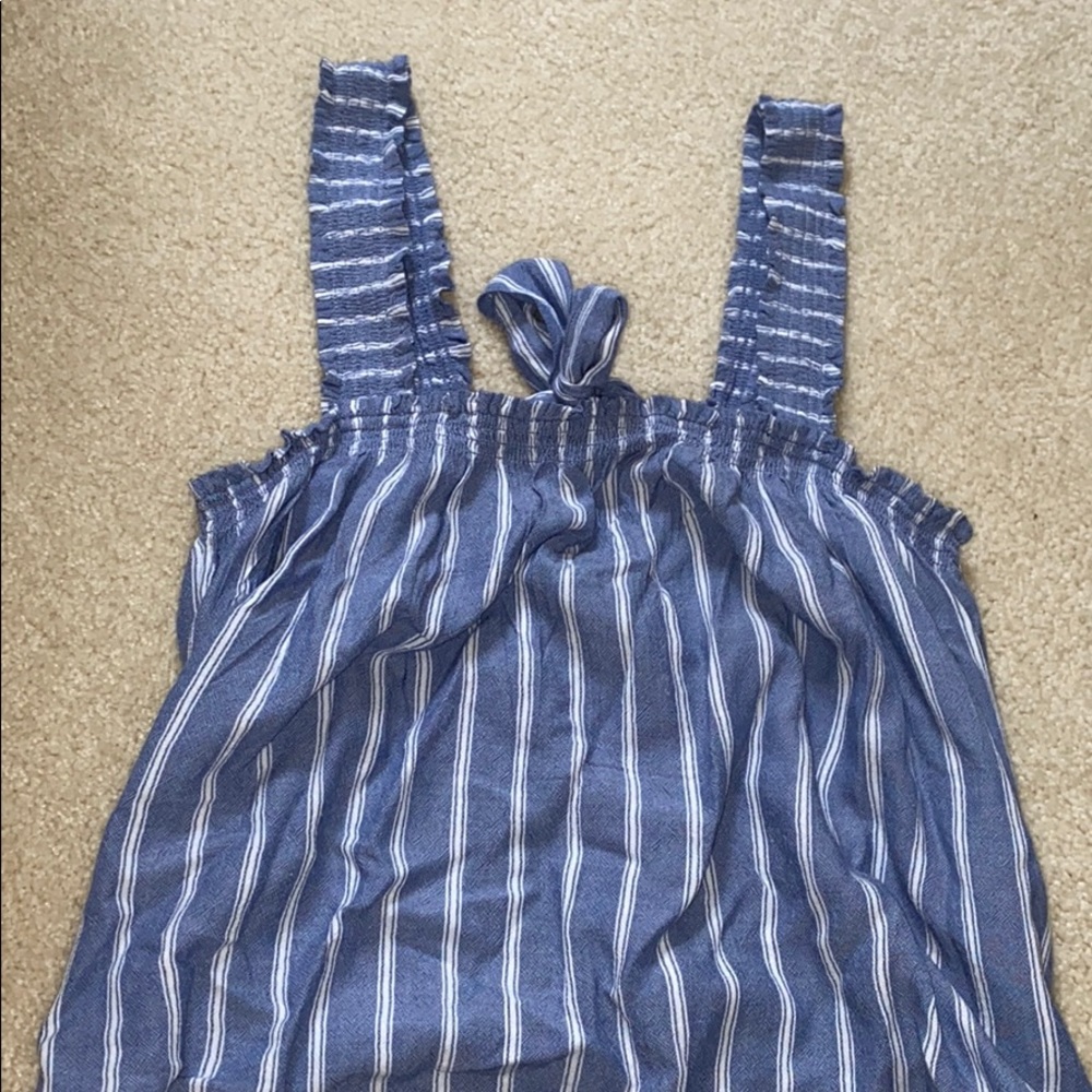 american eagle blue and white tank top